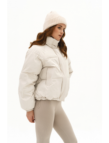 Картинка Пуховик вкорочений на замку молочний