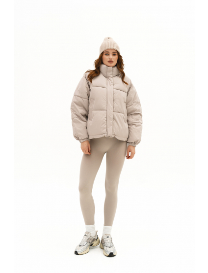 Картинка Пуховик вкорочений на замку світло-сірий