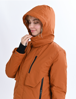 Картинка Довга утеплена парка з капюшоном