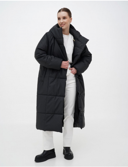 Картинка Чорна довга куртка з цупкої плащівки