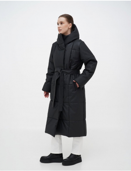 Картинка Чорна довга куртка з цупкої плащівки