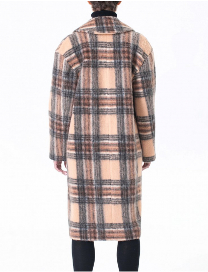 Картинка Вовняне коричневе пальто в клітку