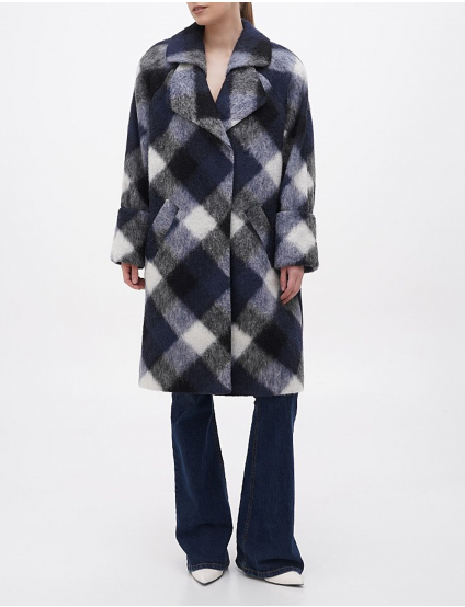 Картинка Пальто-кокон в сині ромби