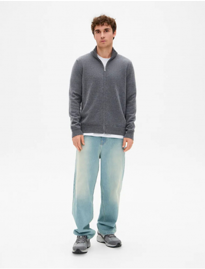 Картинка Чоловічий сірий джемпер на блискавці з кашеміром