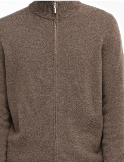 Картинка Чоловічий бежевий джемпер на блискавці з кашеміром