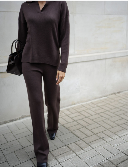 Картинка Жiночi трикотажні брюки шоколадні