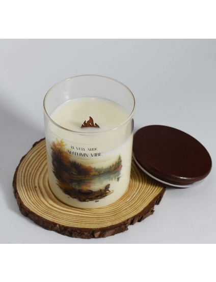 Картинка Свічка "AUTMN VIBE" з ароматом - шафран та кедр