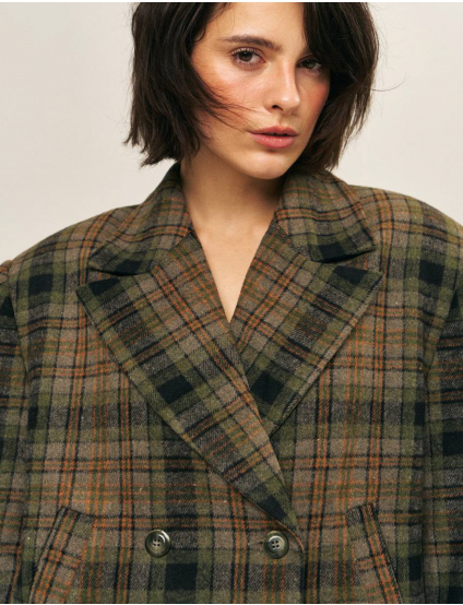 Картинка Двобортний жакет у клітинку з вовною