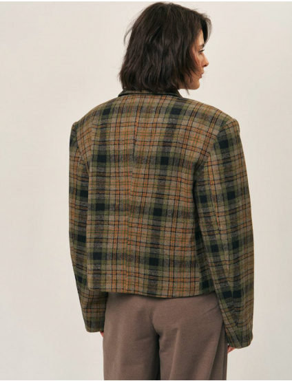 Картинка Двобортний жакет у клітинку з вовною