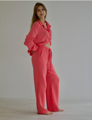 Піжама з мусліну зі 100% бавовни рожева Картинка Піжама з мусліну зі 100% бавовни рожева