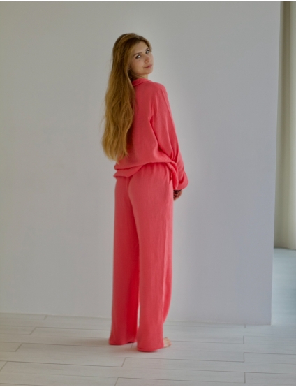 Картинка Піжама з мусліну зі 100% бавовни рожева