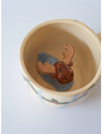 Картинка Керамічна чашка ручної роботи «Лось у пончо»