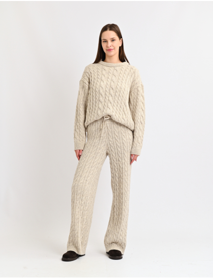 Картинка В’язані штани з об’ємним фактурним плетінням
