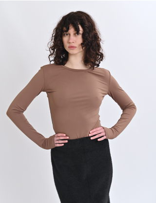 Лонгслів із довгими рукавами у кольорі мокко Картинка Лонгслів із довгими рукавами у кольорі мокко