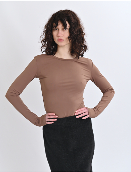 Картинка Лонгслів із довгими рукавами у кольорі мокко