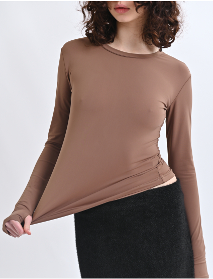 Картинка Лонгслів із довгими рукавами у кольорі мокко