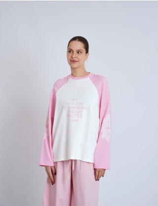 Картинка Лонгслів із реглан‑рукавами та контрастними принтами