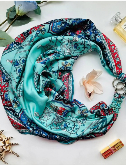 Картинка Дизайнерська шовкова хустка My Scarf "Яскраві мрії" 90 на 90 см