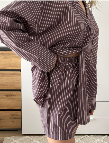 Картинка Піжама трійка у тонку білу смужку