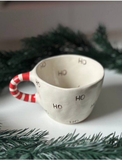 Картинка Керамічна чашка ручної роботи з написом «HO HO»