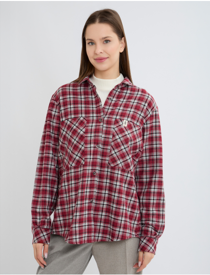 Картинка Сорочка в клітинку прямого силуету