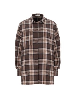 Картинка Сорочка LONG у клітинку шоколад