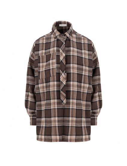 Картинка Сорочка LONG у клітинку коричнева