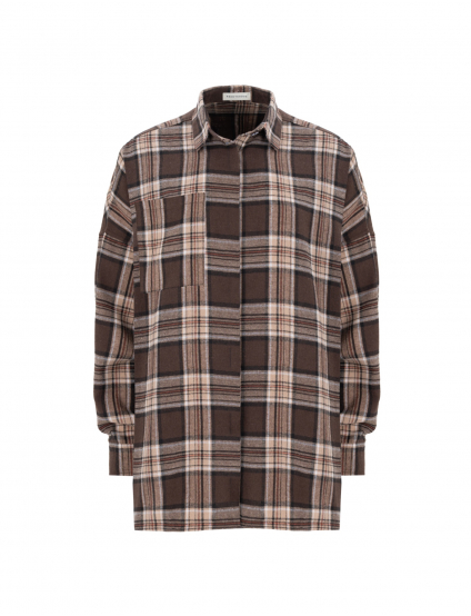 Картинка Сорочка LONG у клітинку коричнева