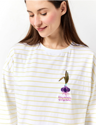 Картинка Лонгслів з вишивкою "Кримська цибулька" смугастий
