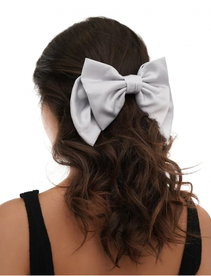 Картинка Великий бант для волосся сріблястого кольору