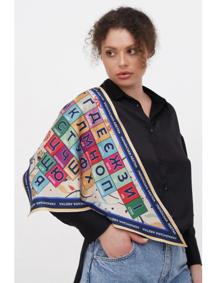 Картинка Дизайнерська косинка "Українська абетка" кольорова