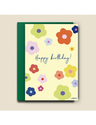 Картинка Вітальна листівка Happy Birthday з квітами