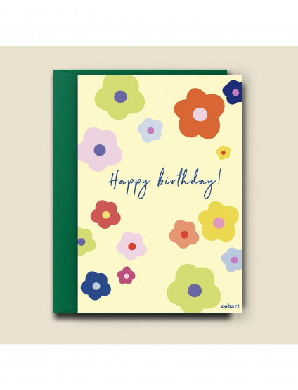 Картинка Вітальна листівка Happy Birthday з квітами