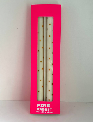 Картинка Набір 2-х свічок "Білий у золоту крапку"