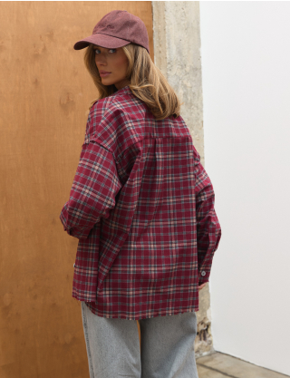 Картинка Сорочка в клітинку бордова