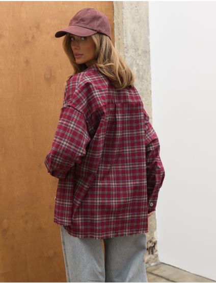 Картинка Сорочка в клітинку бордова