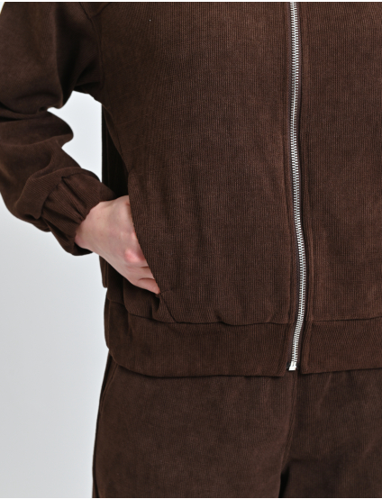 Картинка Вельветовий бомбер на блискавці