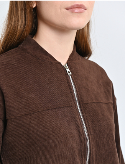 Картинка Вельветовий бомбер на блискавці