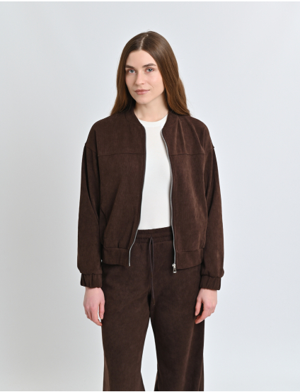 Картинка Вельветовий бомбер на блискавці