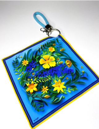 Картинка Дизайнерський брелок-хустка "Жовто-блакитні квіти" з патріотичної колекції "Україна"