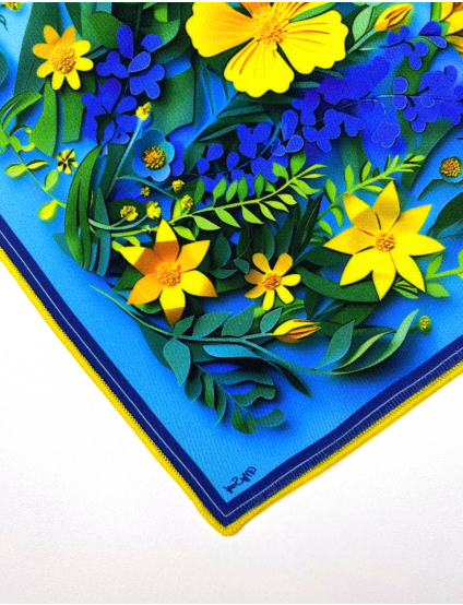 Картинка Дизайнерський брелок-хустка "Жовто-блакитні квіти" з патріотичної колекції "Україна"