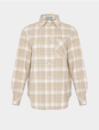 Картинка Сорочка в клітинку бежева