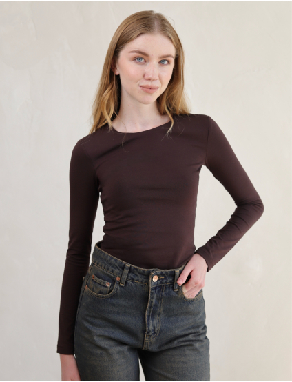 Картинка Лонгслів темно-коричневий