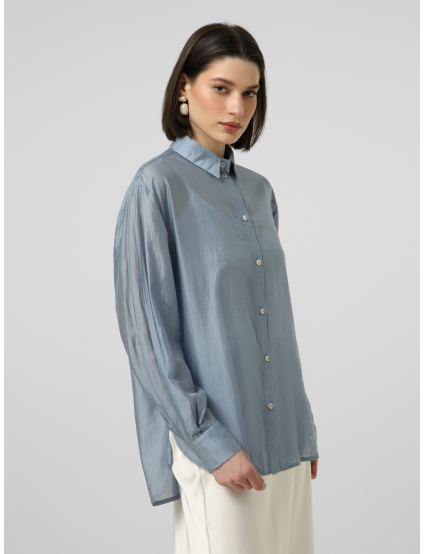 Картинка Блакитна легка сорочка oversize з шовковистим ефектом