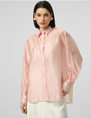 Ніжно‑рожева напівпрозора сорочка oversize Картинка Ніжно‑рожева напівпрозора сорочка oversize