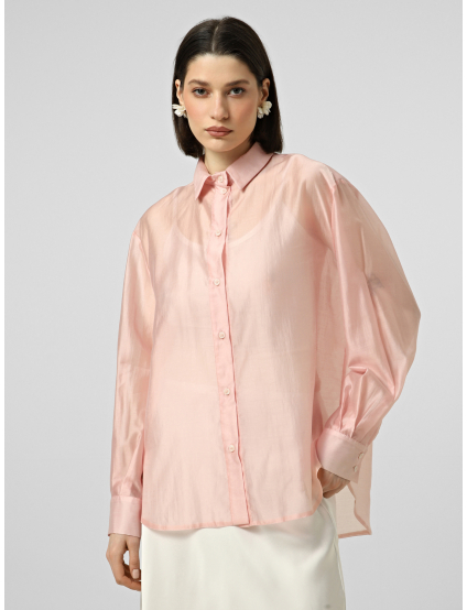 Картинка Ніжно‑рожева напівпрозора сорочка oversize