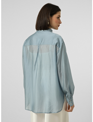 Картинка Напівпрозора блакитна сорочка oversize