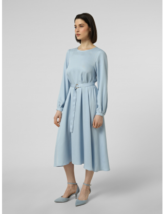 Картинка Блакитна сукня міді з поясом