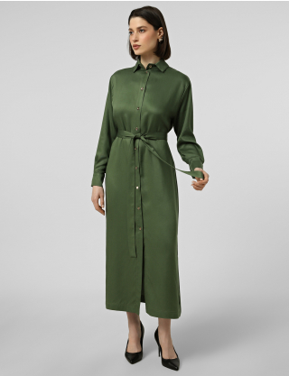 Картинка Сукня‑сорочка міді в оливковому відтінку