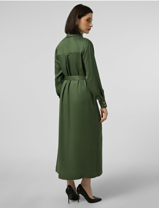 Картинка Сукня‑сорочка міді в оливковому відтінку